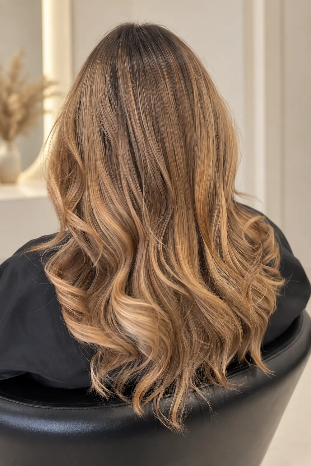 Cheveux bruns ondulés, mouvement naturel