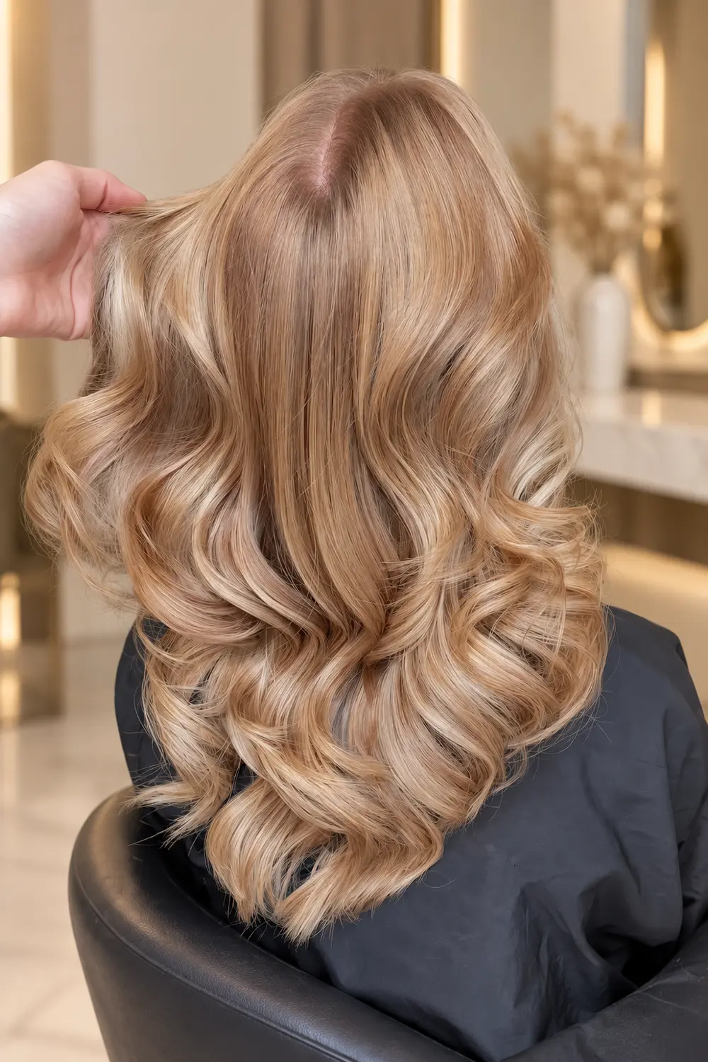 Blond doré bouclé, volume et lumière